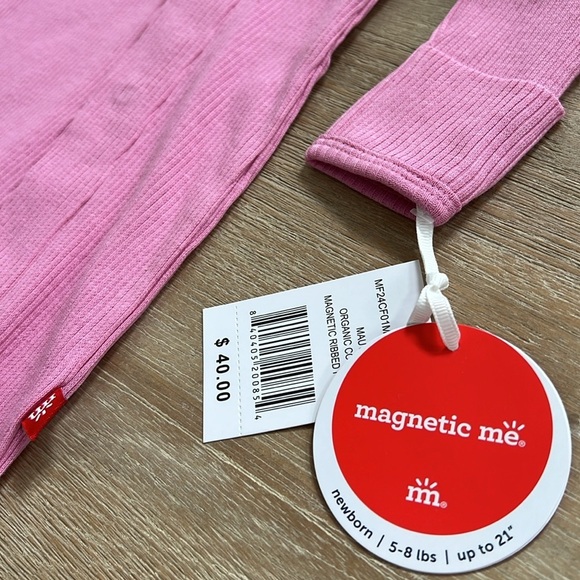 Magnetic Me Organic Cotton Modal Ribbed Footie Mauve 3-6 6-9 9-12 - Picture 3 of 8